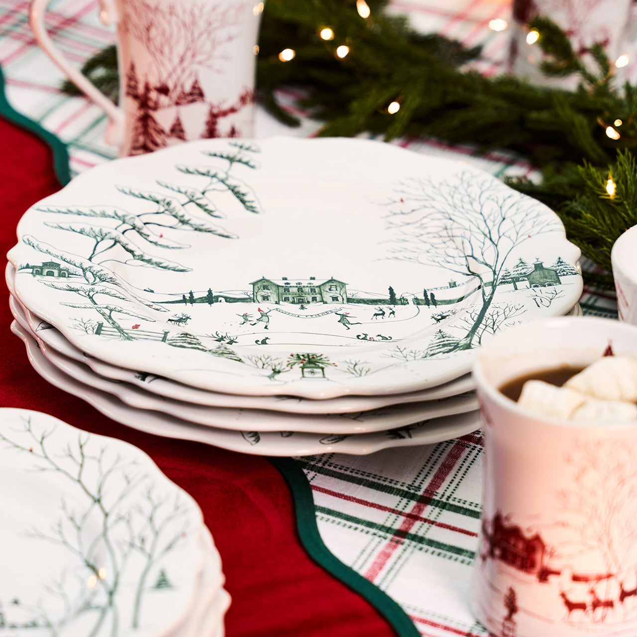 Juliska Country Estate Winter Frolic Dinner Plate - Evergreen