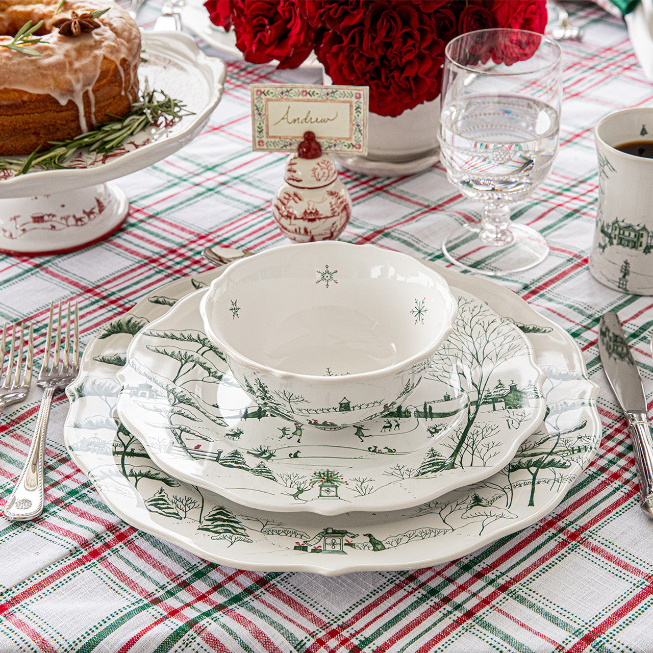 Juliska Country Estate Winter Frolic Dinner Plate - Evergreen