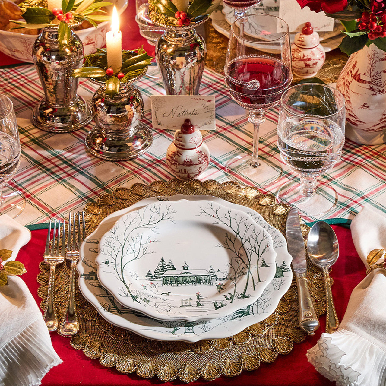 Juliska Country Estate Winter Frolic Dinner Plate - Evergreen