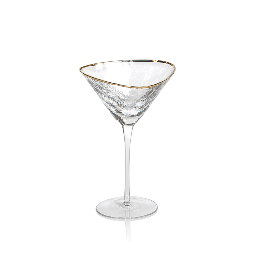 Zodax Aperitivio Triangular with Gold Rim Martini Glass