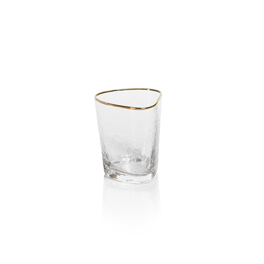 Zodax Aperitivio Triangular with Gold Rim Double Old Fashioned Glass