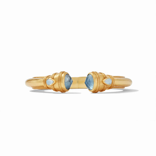 Julie Vos Cannes Demi Cuff - Gold Iridescent Chalcedony Blue