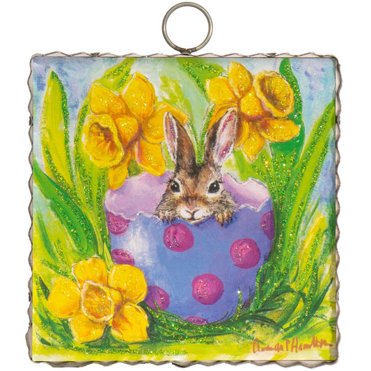 The Porch Round Top Collection Mini Art Bunny in Daffodils
