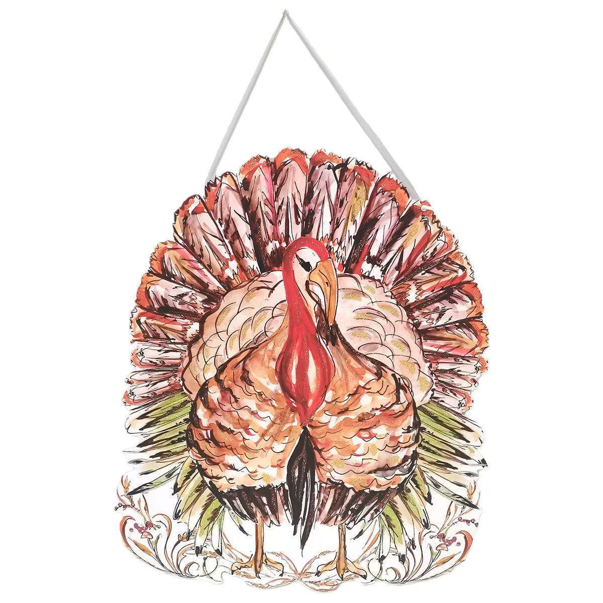 The Porch Round Top Festive Turkey PVC Doorhanger