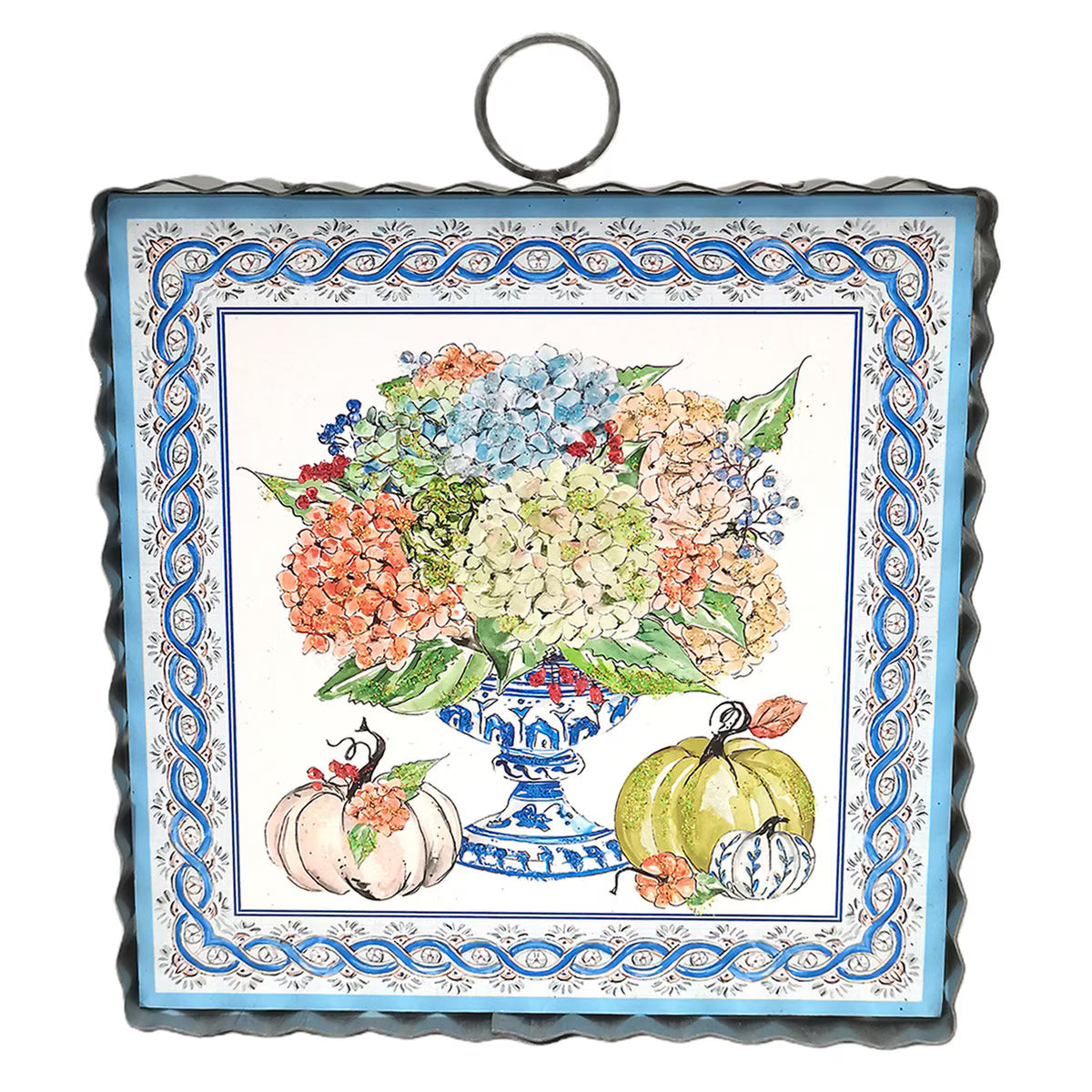 The Porch Round Top Mini Art Autumn Hydrangea