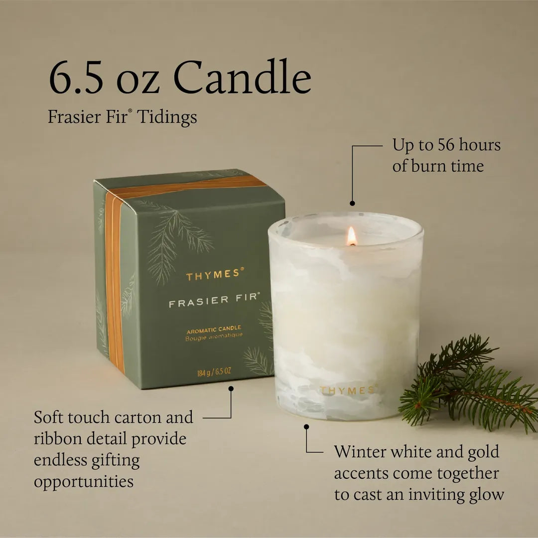 Thymes Frasier Fir Tidings Boxed Candle 6.5oz