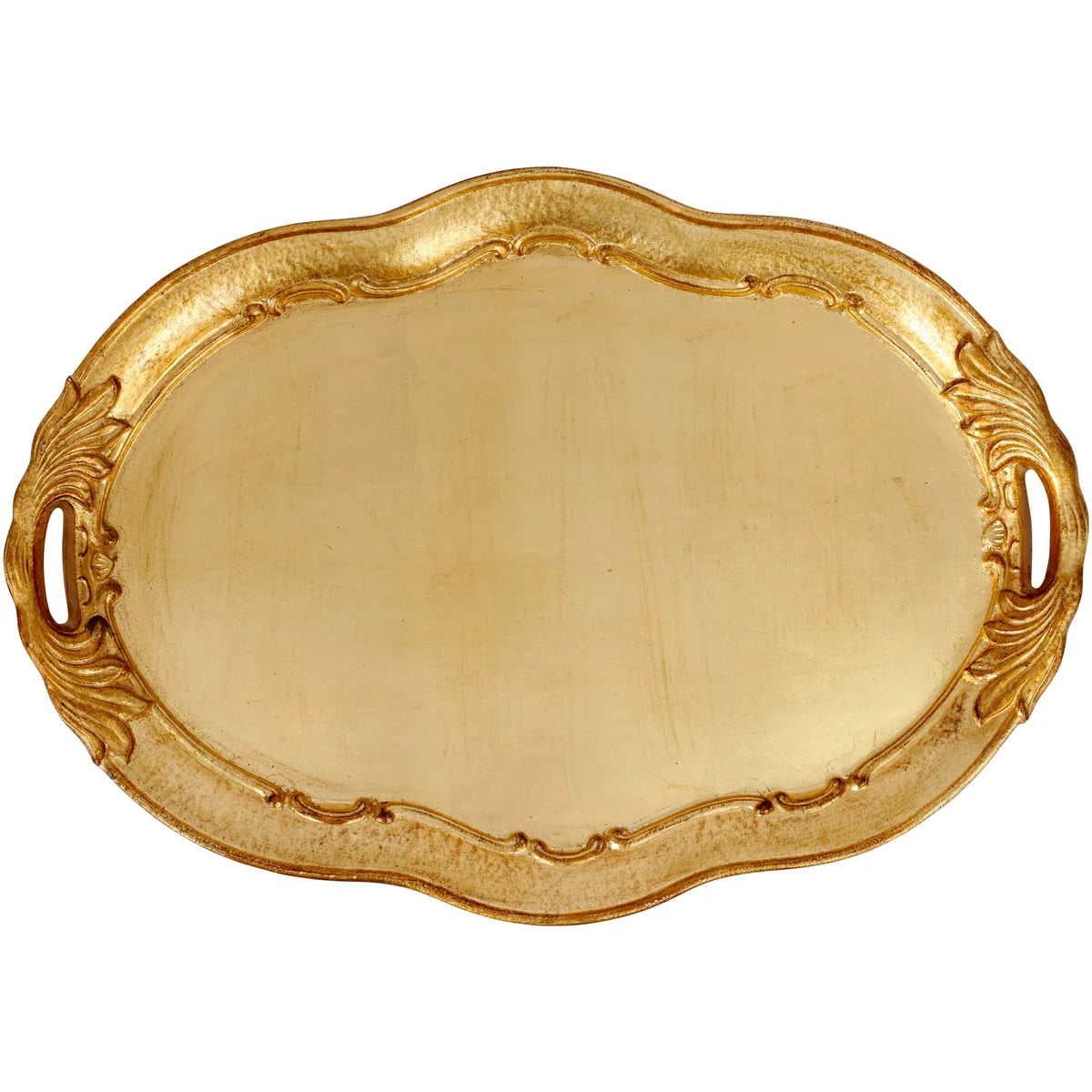 Vietri Florentine Wooden Accessories Gold Oval Tray with Handles