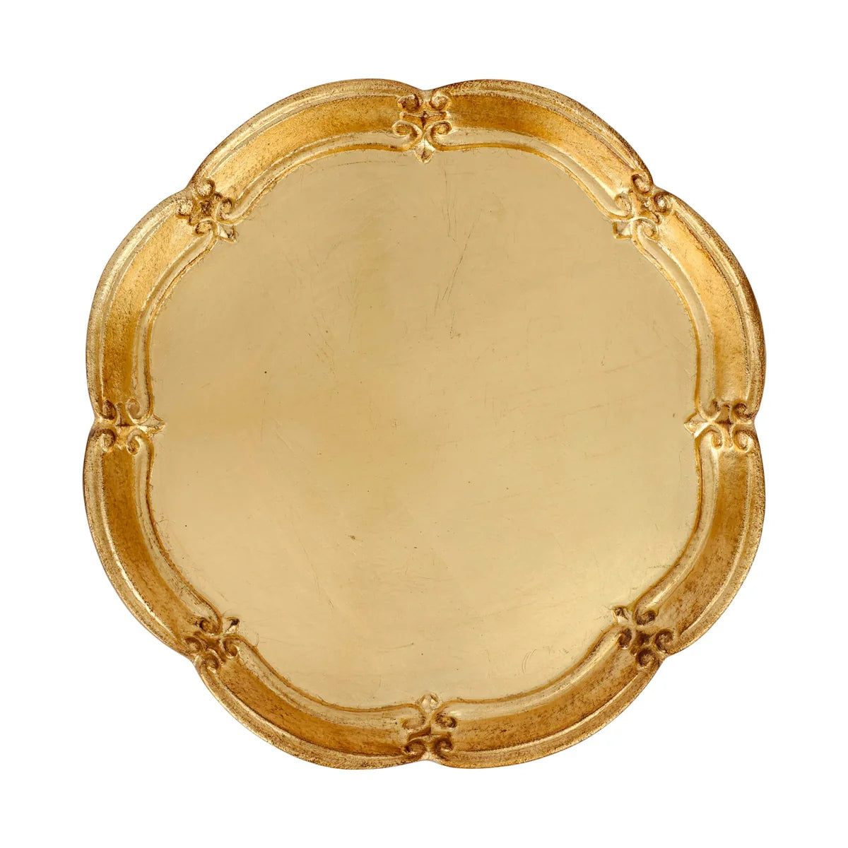 Vietri Florentine Wooden Accessories Gold Medium Round Tray