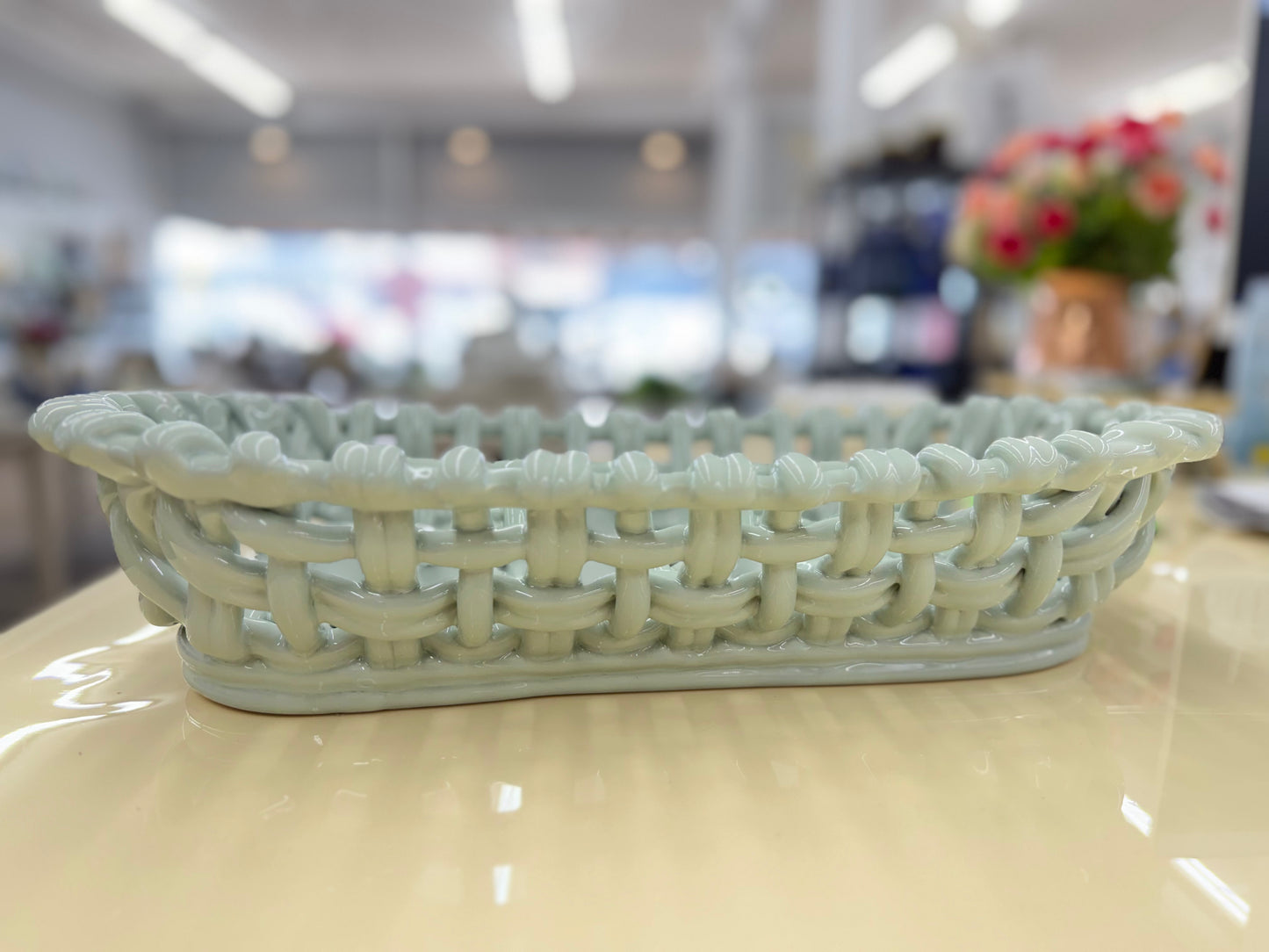Skyros Woven Oval Baguette Basket Sheer Blue