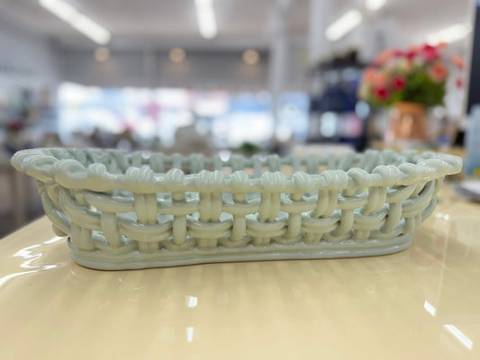 Skyros Woven Oval Baguette Basket Sheer Blue