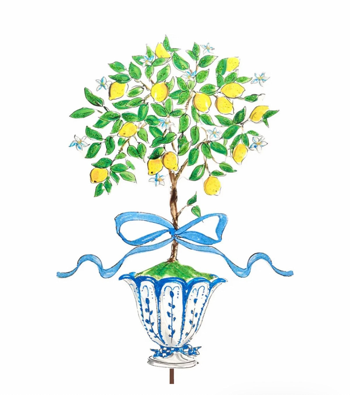 The Porch RTC Lemon Tree with Blue and White Metal Art