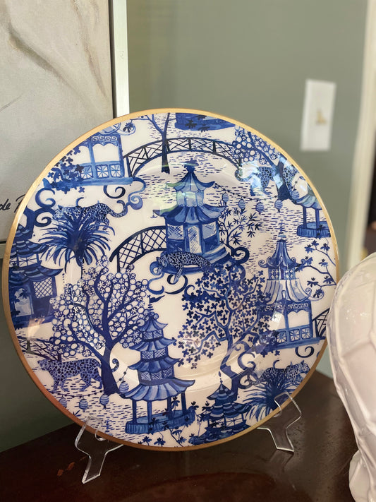 Jaye's Studio Garden Party Enameled Blue Charger