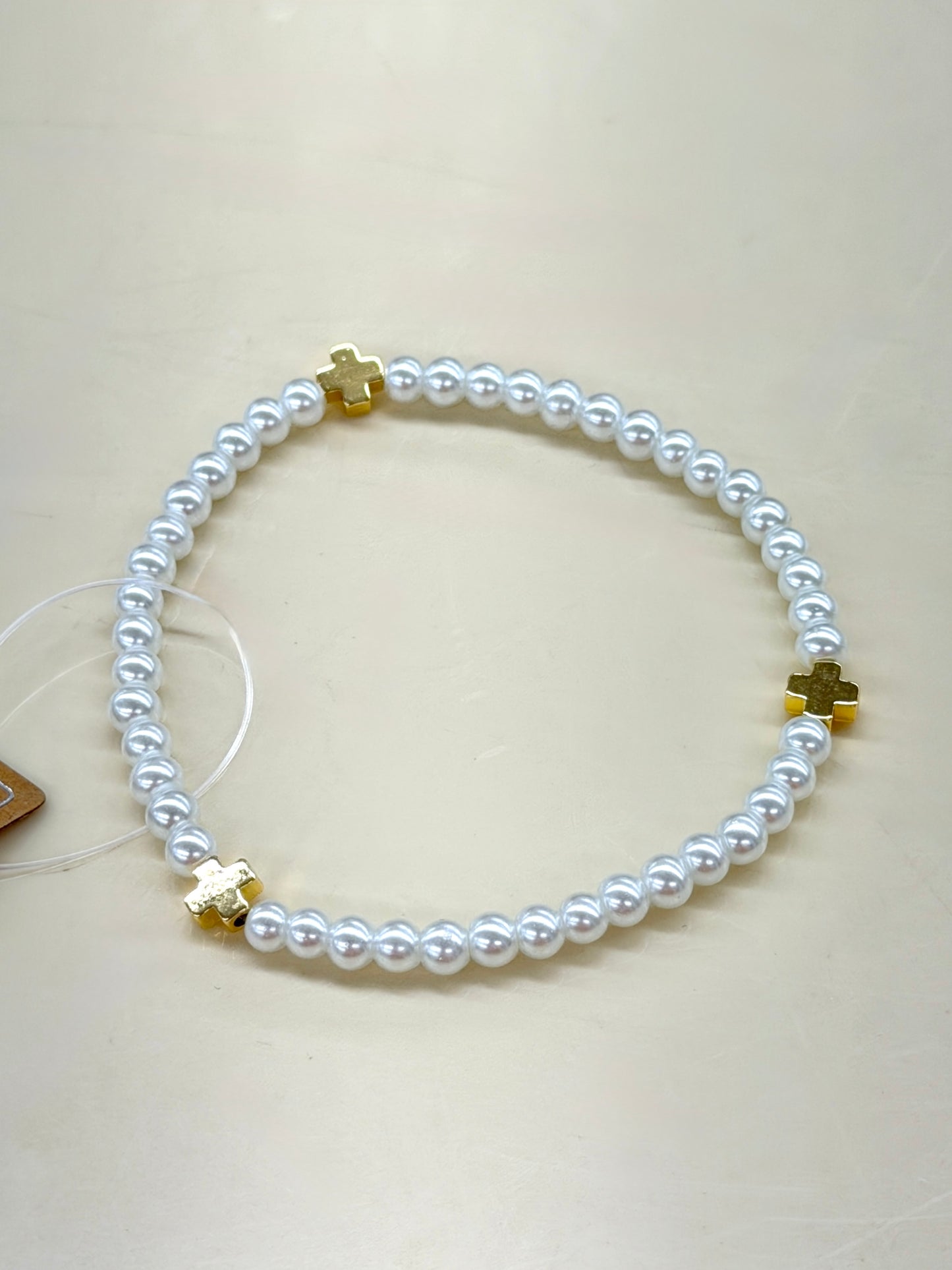 Haute Mess Pearl Beads Gold Cross Bracelet