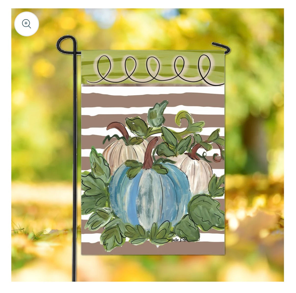 Striped Harvest Blue and White Garden Flag