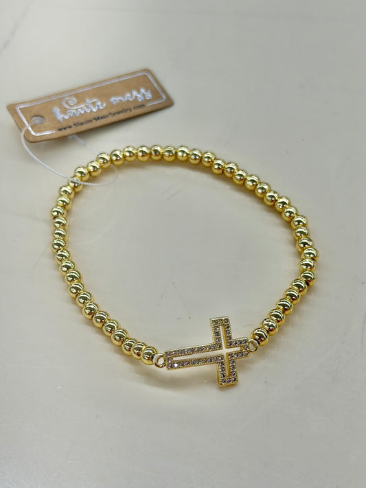 Haute Mess Gold Cross Beaded bracelet