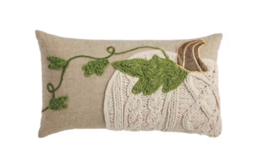 The Porch Mud Pie Lumbar Knit Pumpkin Pillow