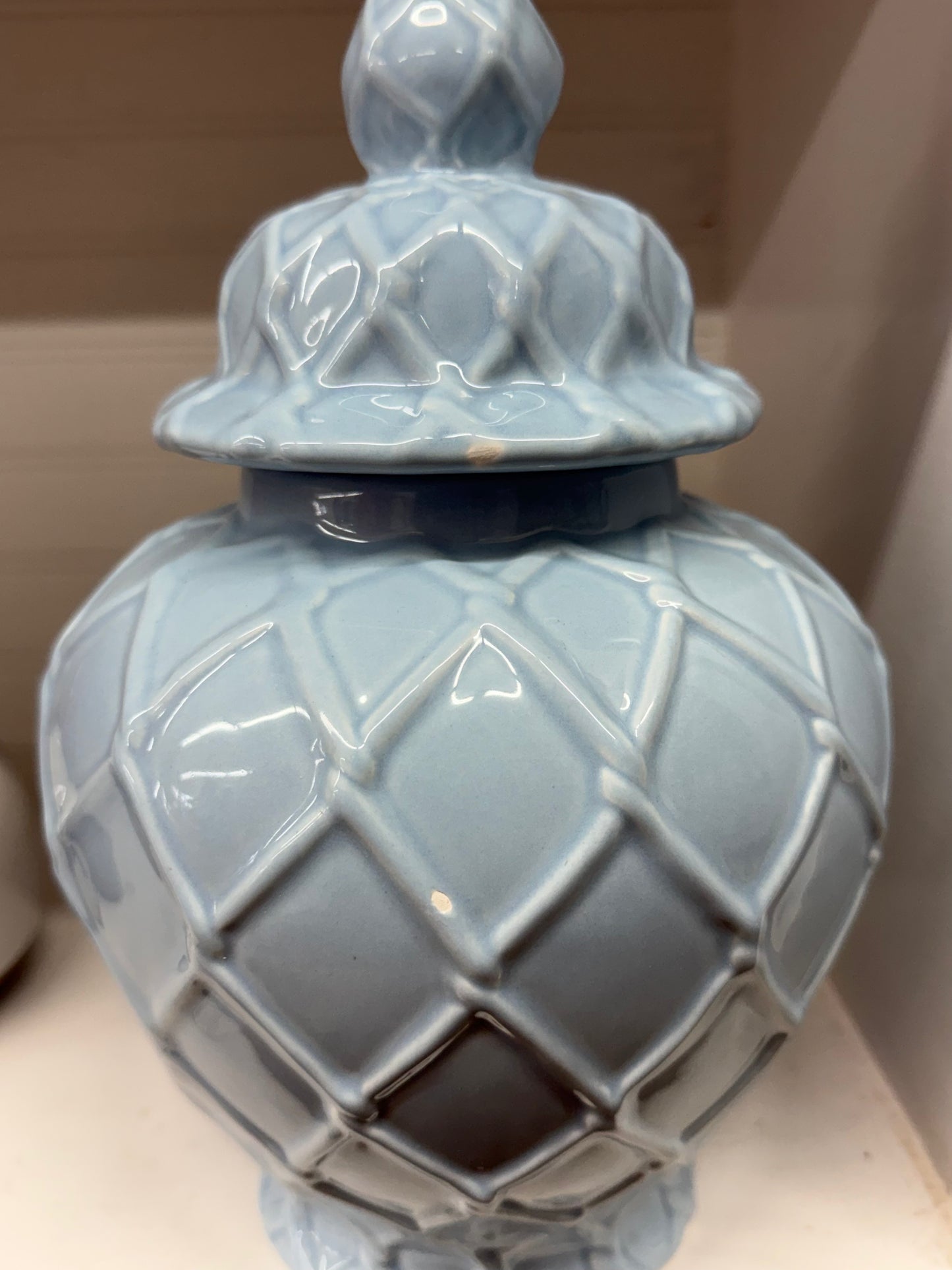 8 Oak Lane CHIPPED Blue Ginger Jars