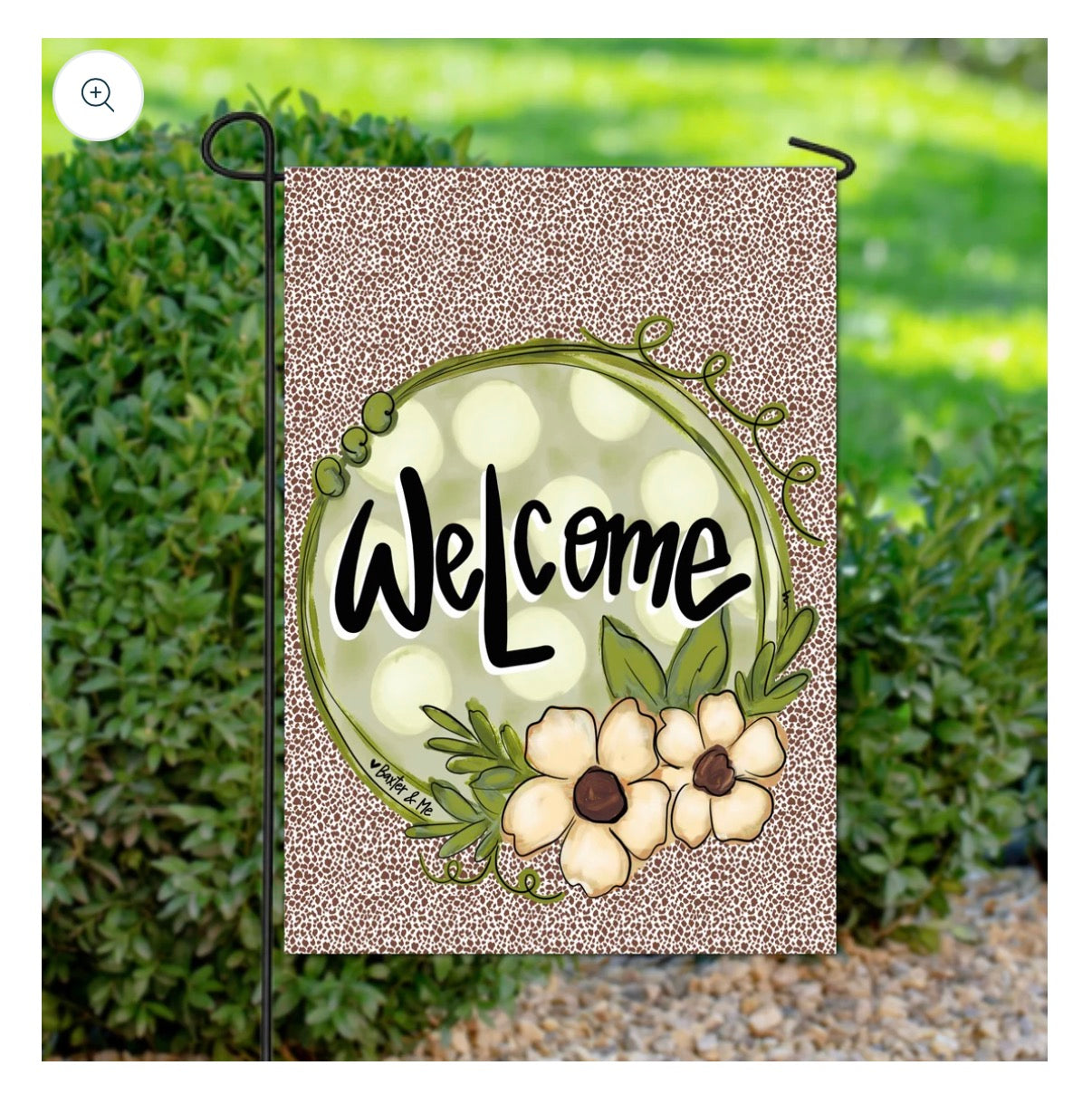 The Porch Sage & Soft Leopard Welcome Garden Flag