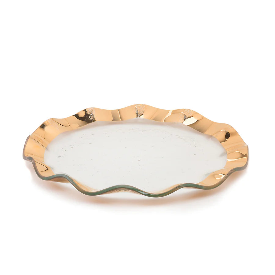 Annie Glass Gold Ruffle Dinner Plate