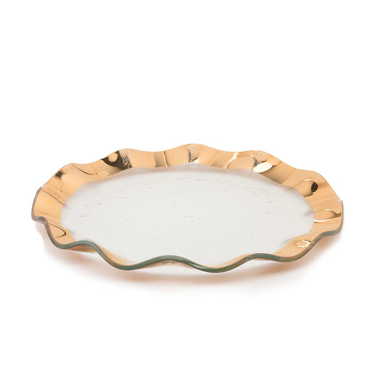 Annie Glass Gold Ruffle Dinner Plate
