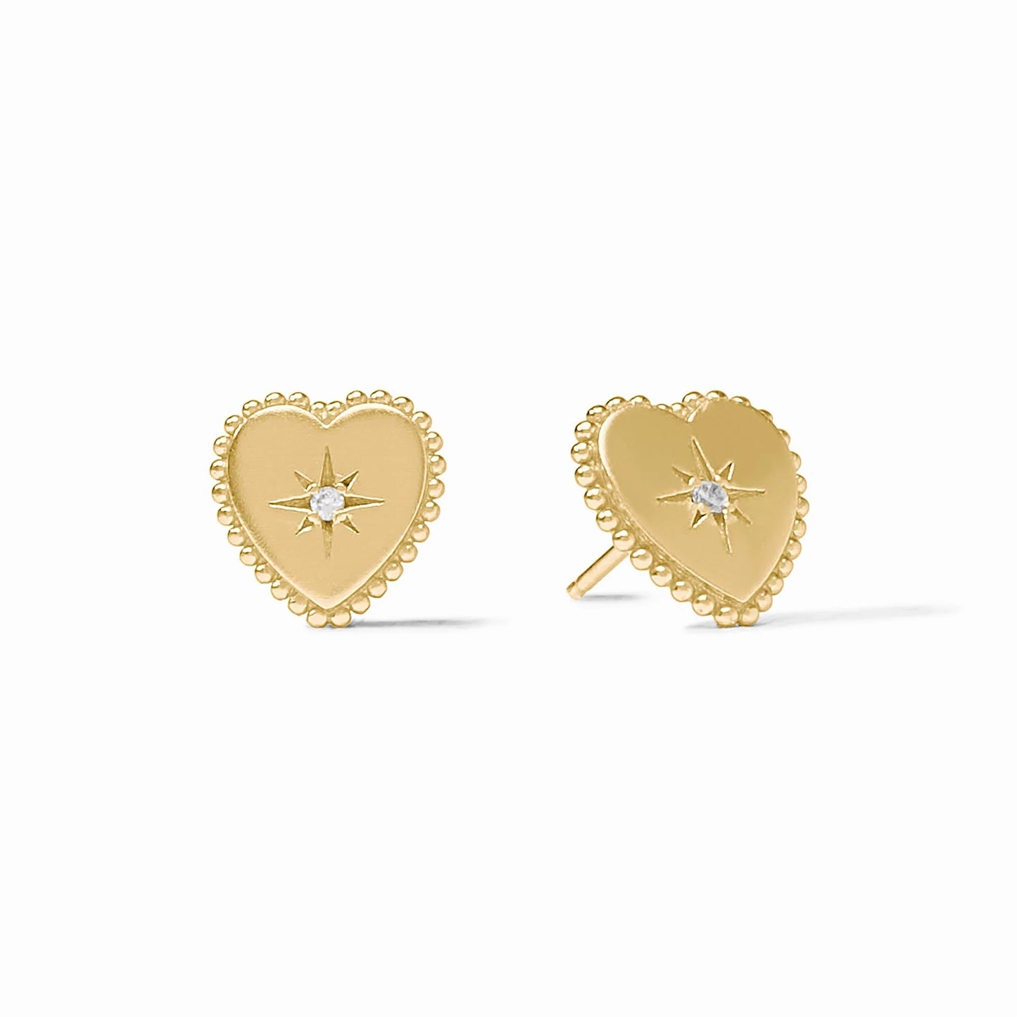 Julie Vos Heart Stud- Gold- Cubic Zirconia