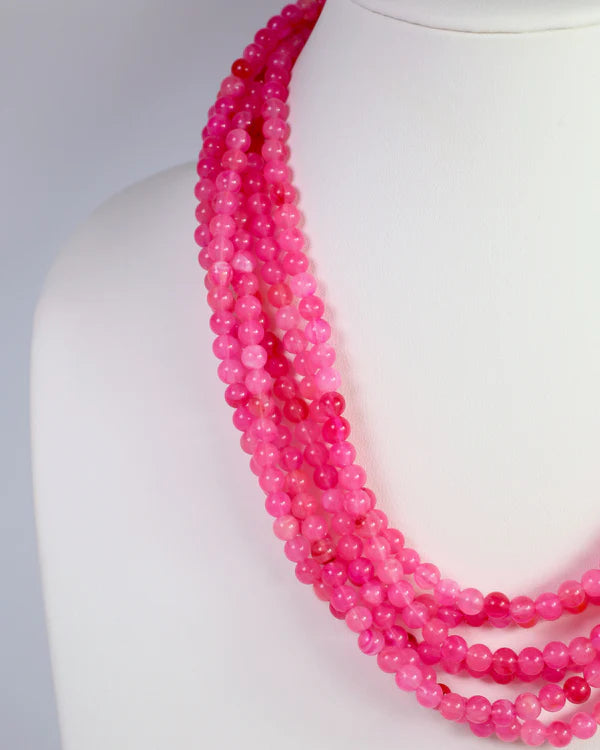 Caroline Hill Brookline Layered Beaded Necklace - Fuchsia