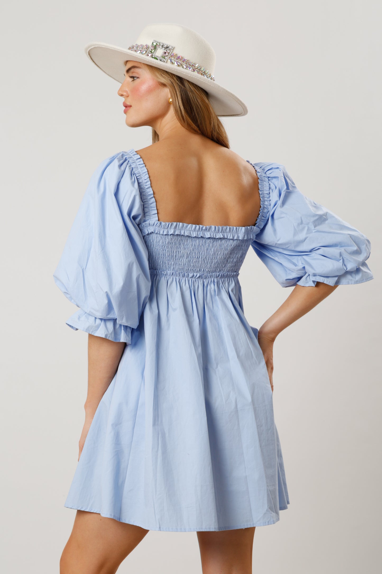 The Sky is the Limit Puff Sleeve Dress