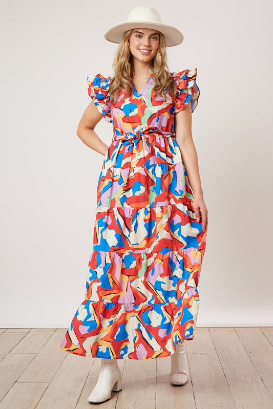 Charleston Charm Red Multi Color Mix Dress