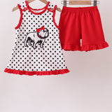The Porch Red Georgia Bulldog Applique Ruffle Set
