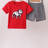 The Porch Red Georgia Bulldog Applique Shorts Set