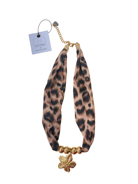 Hart Designs Cheetah Flower Scarf Necklace