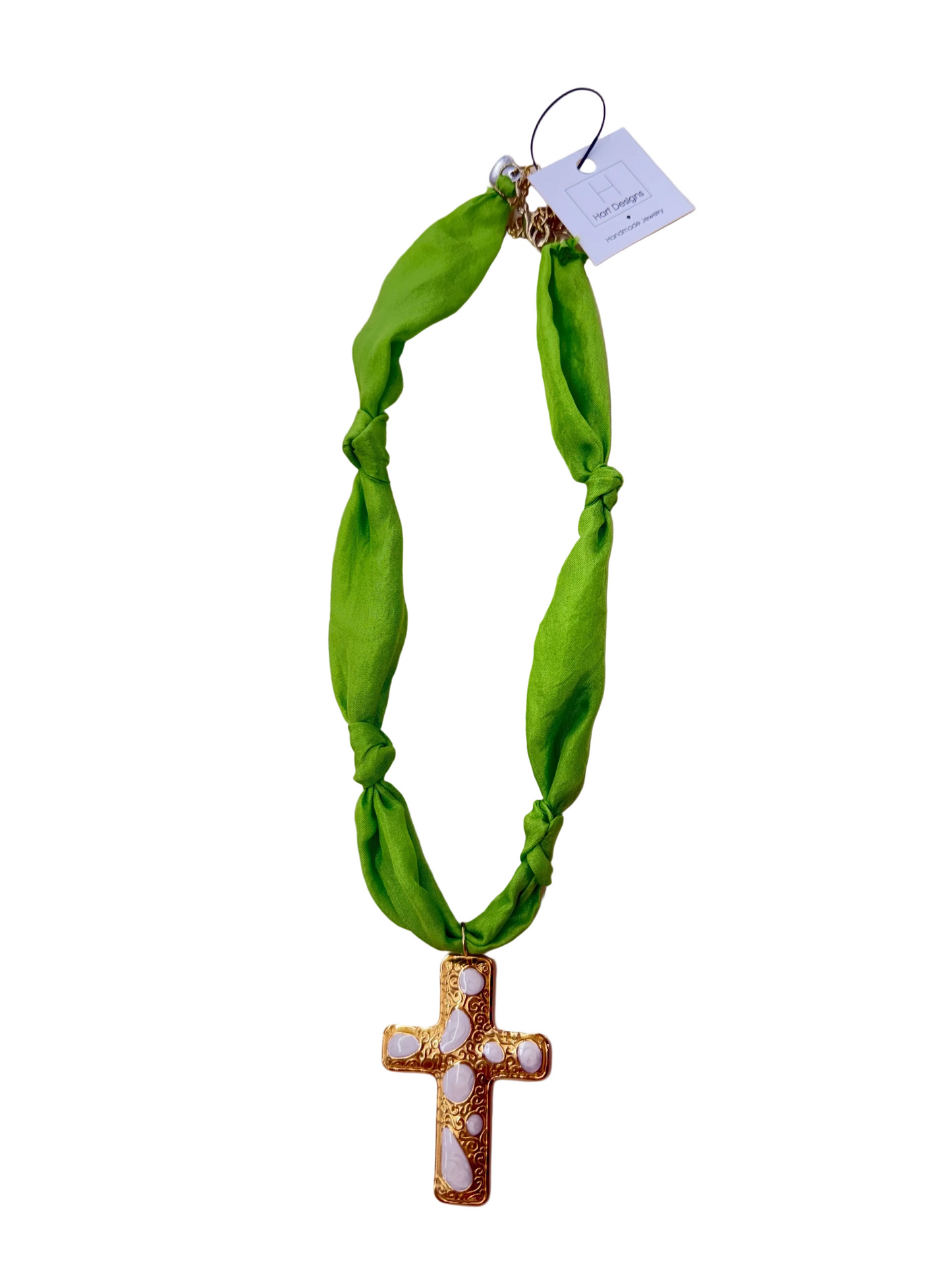 Hart Designs Green Cross Scarf Necklace