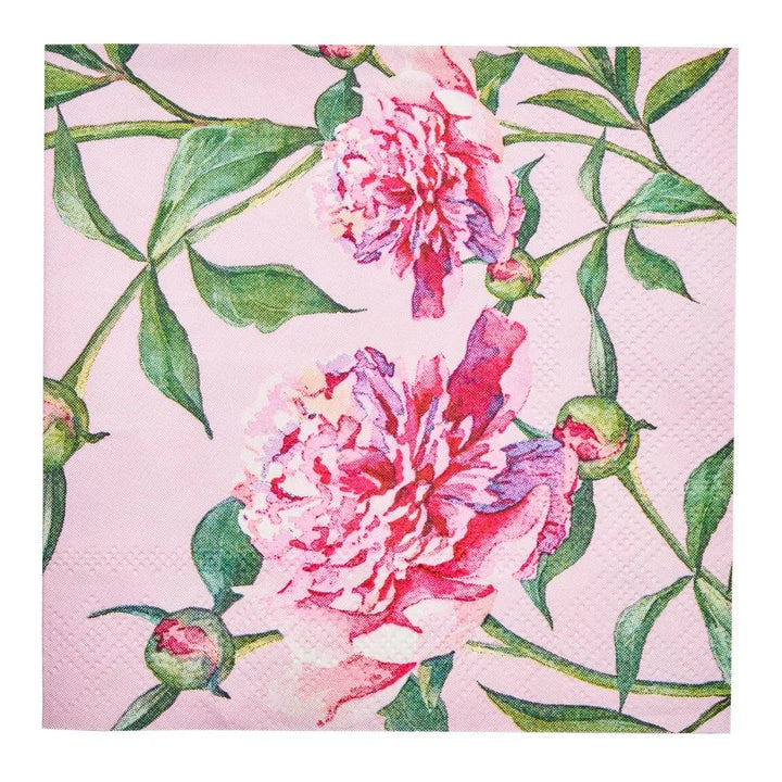 Sophistiplate Cocktail Napkin Pink Peonies- 20 Count