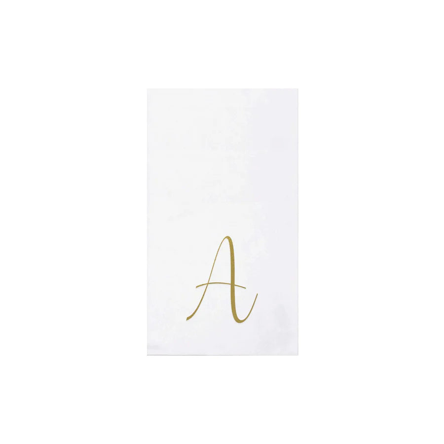 Vietri Papersoft Napkins Gold Monogram Guest Towels- Pack of 20