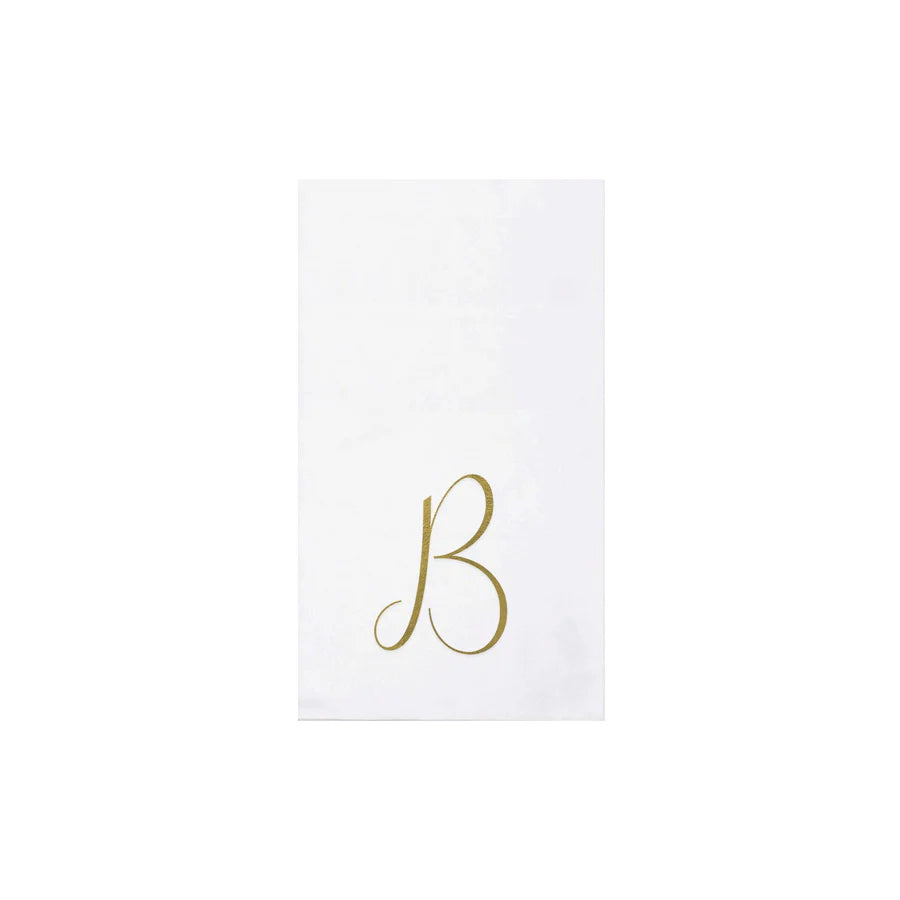 Vietri Papersoft Napkins Gold Monogram Guest Towels- Pack of 20