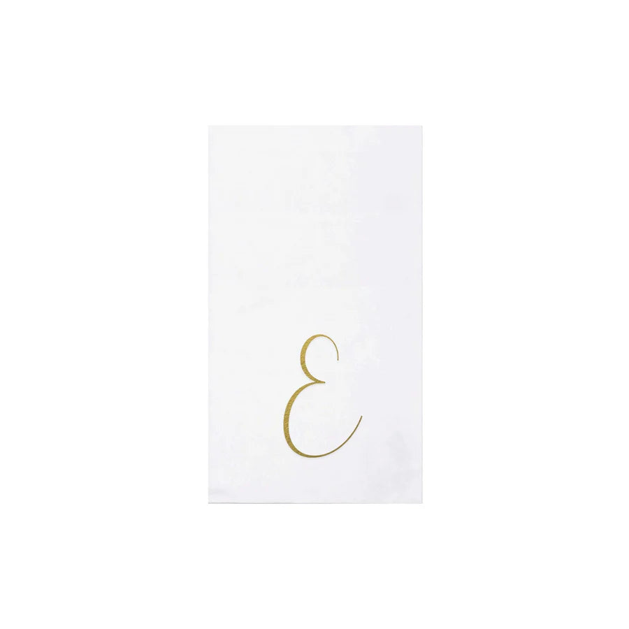 Vietri Papersoft Napkins Gold Monogram Guest Towels- Pack of 20