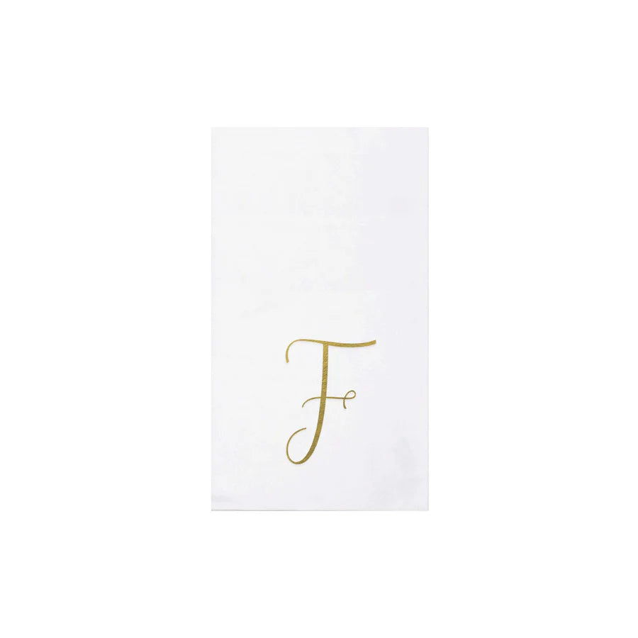 Vietri Papersoft Napkins Gold Monogram Guest Towels- Pack of 20