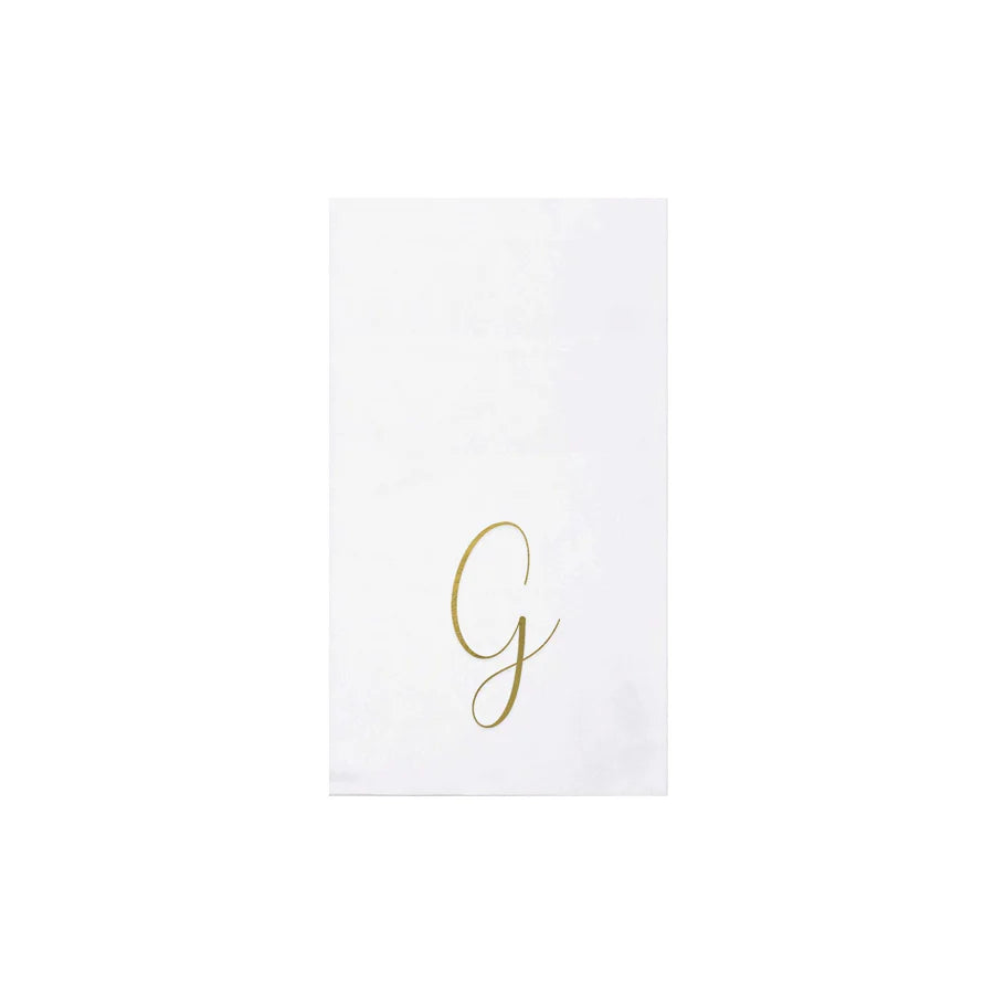 Vietri Papersoft Napkins Gold Monogram Guest Towels- Pack of 20