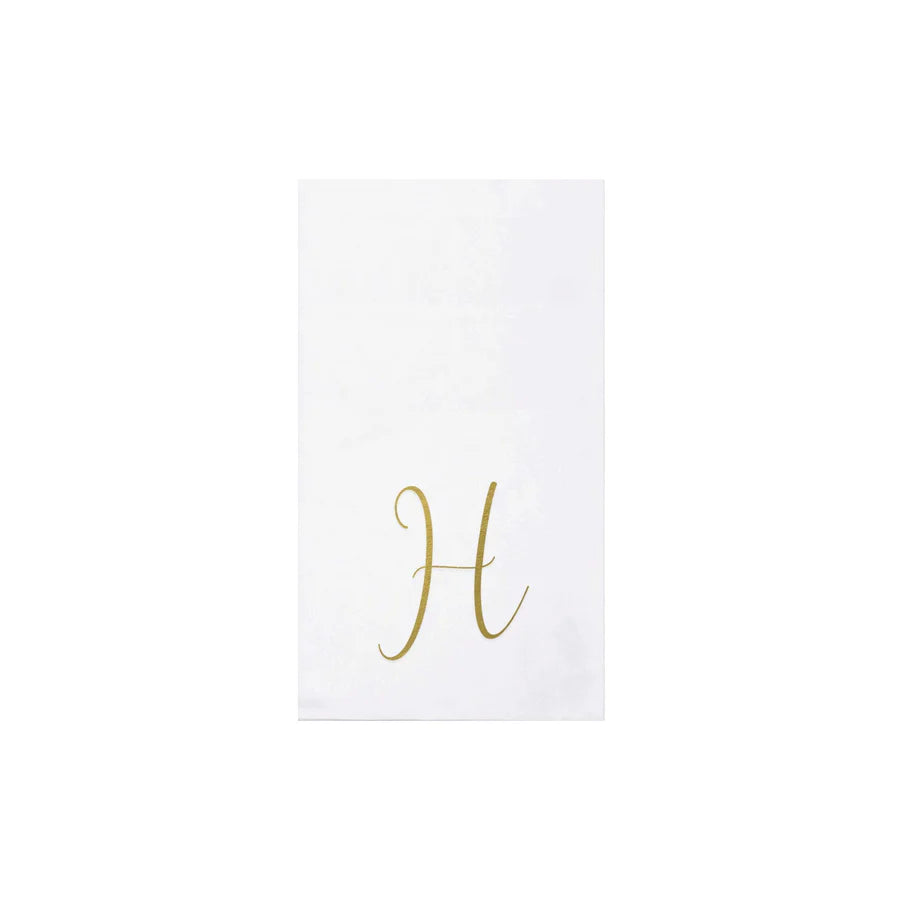 Vietri Papersoft Napkins Gold Monogram Guest Towels- Pack of 20