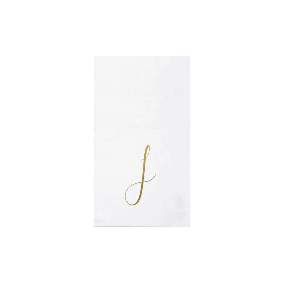 Vietri Papersoft Napkins Gold Monogram Guest Towels- Pack of 20