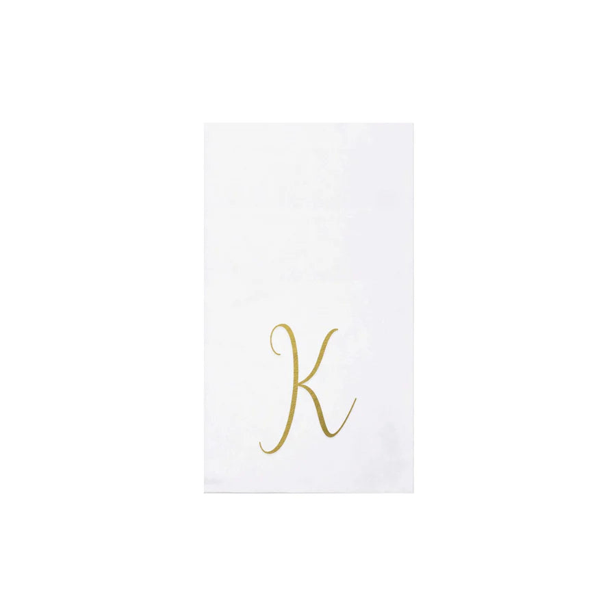 Vietri Papersoft Napkins Gold Monogram Guest Towels- Pack of 20