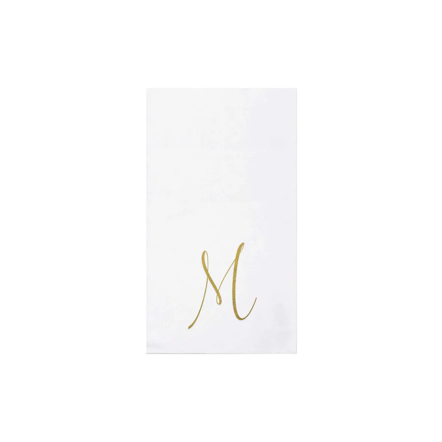 Vietri Papersoft Napkins Gold Monogram Guest Towels- Pack of 20