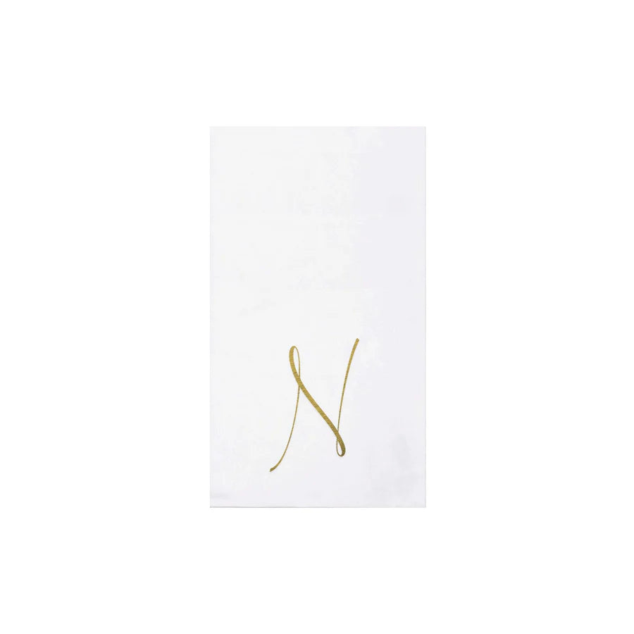 Vietri Papersoft Napkins Gold Monogram Guest Towels- Pack of 20