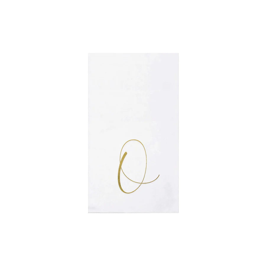 Vietri Papersoft Napkins Gold Monogram Guest Towels- Pack of 20