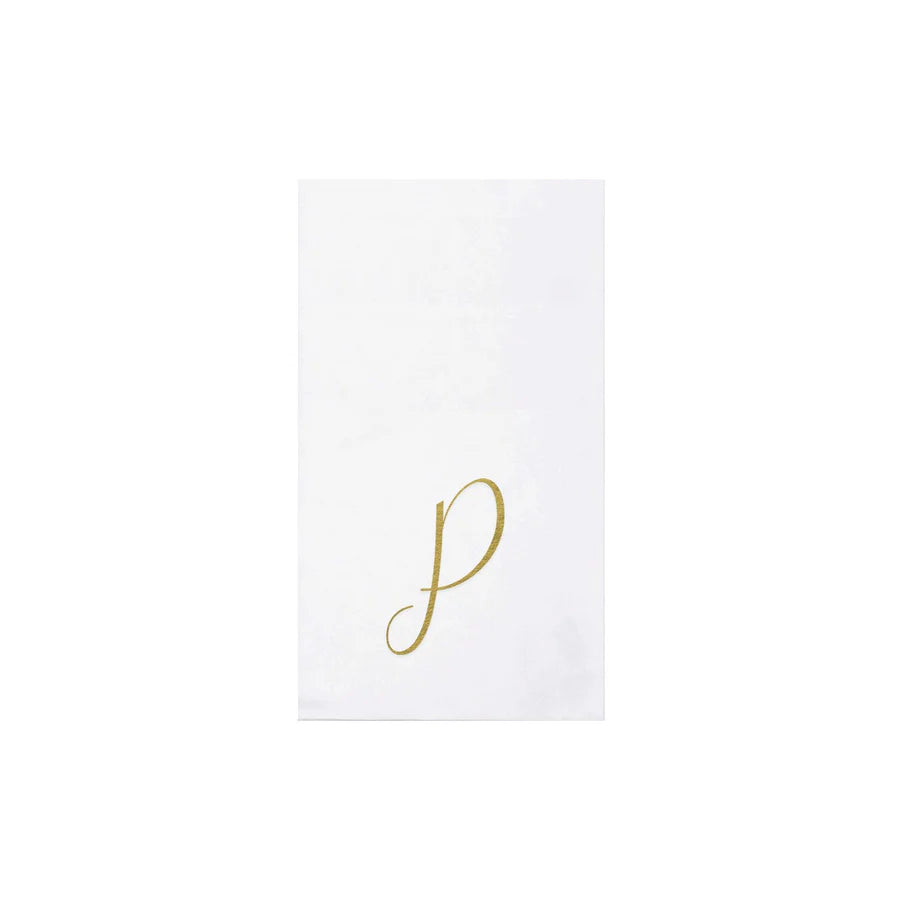 Vietri Papersoft Napkins Gold Monogram Guest Towels- Pack of 20