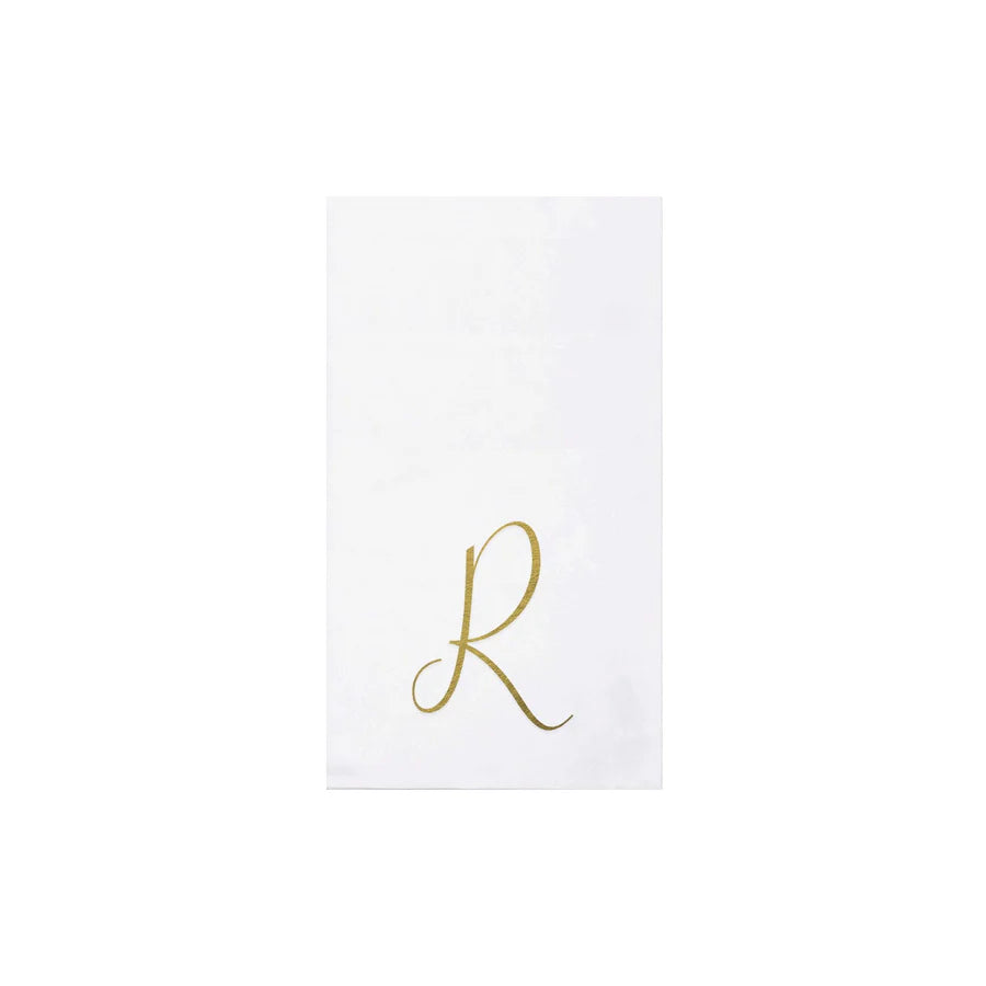 Vietri Papersoft Napkins Gold Monogram Guest Towels- Pack of 20