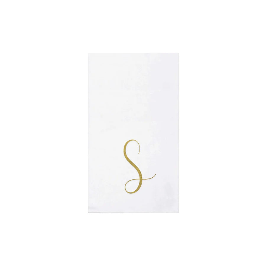 Vietri Papersoft Napkins Gold Monogram Guest Towels- Pack of 20