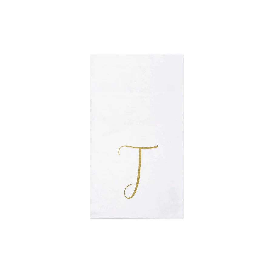 Vietri Papersoft Napkins Gold Monogram Guest Towels- Pack of 20