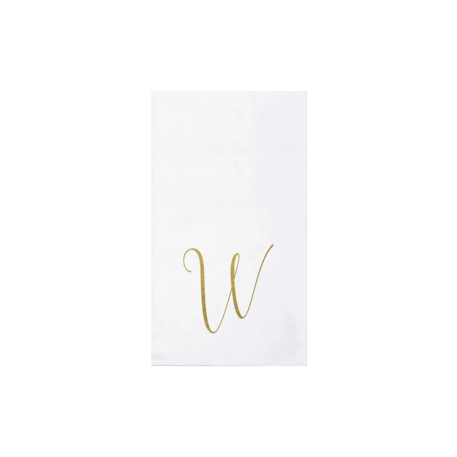 Vietri Papersoft Napkins Gold Monogram Guest Towels- Pack of 20