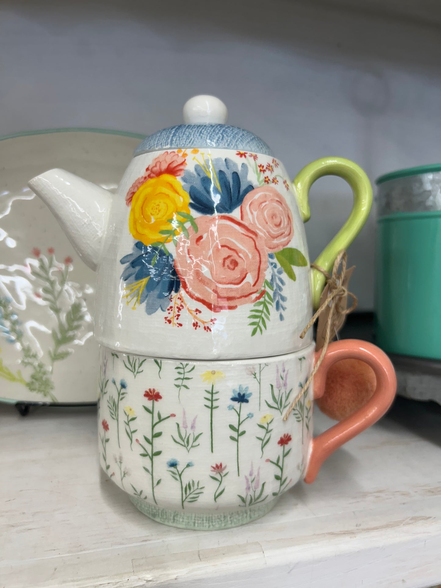 The Porch Mud Pie Floral Tea for One Set